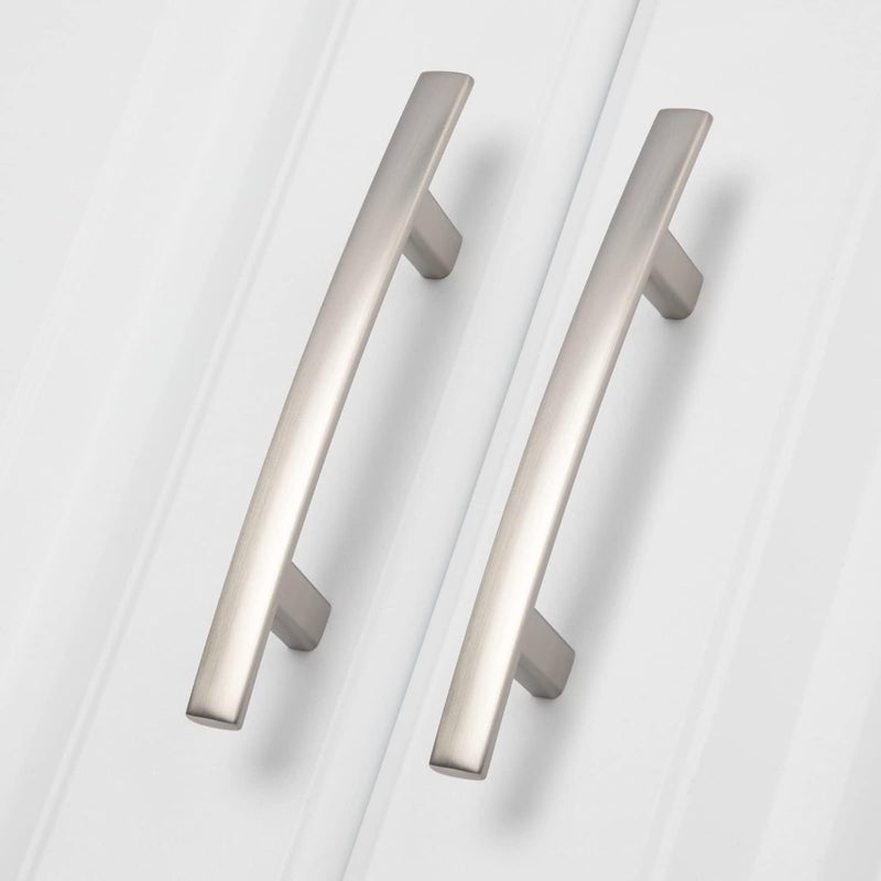 homdiy 20 Pack Solid Zinc Alloy Cabinet Handles, 3 Inch Hole Center Cabinet Pulls, Brushed Nickel Arch Drawer Pulls Modern Hardware for Kitchen Bathroom Cupboard - Image 1